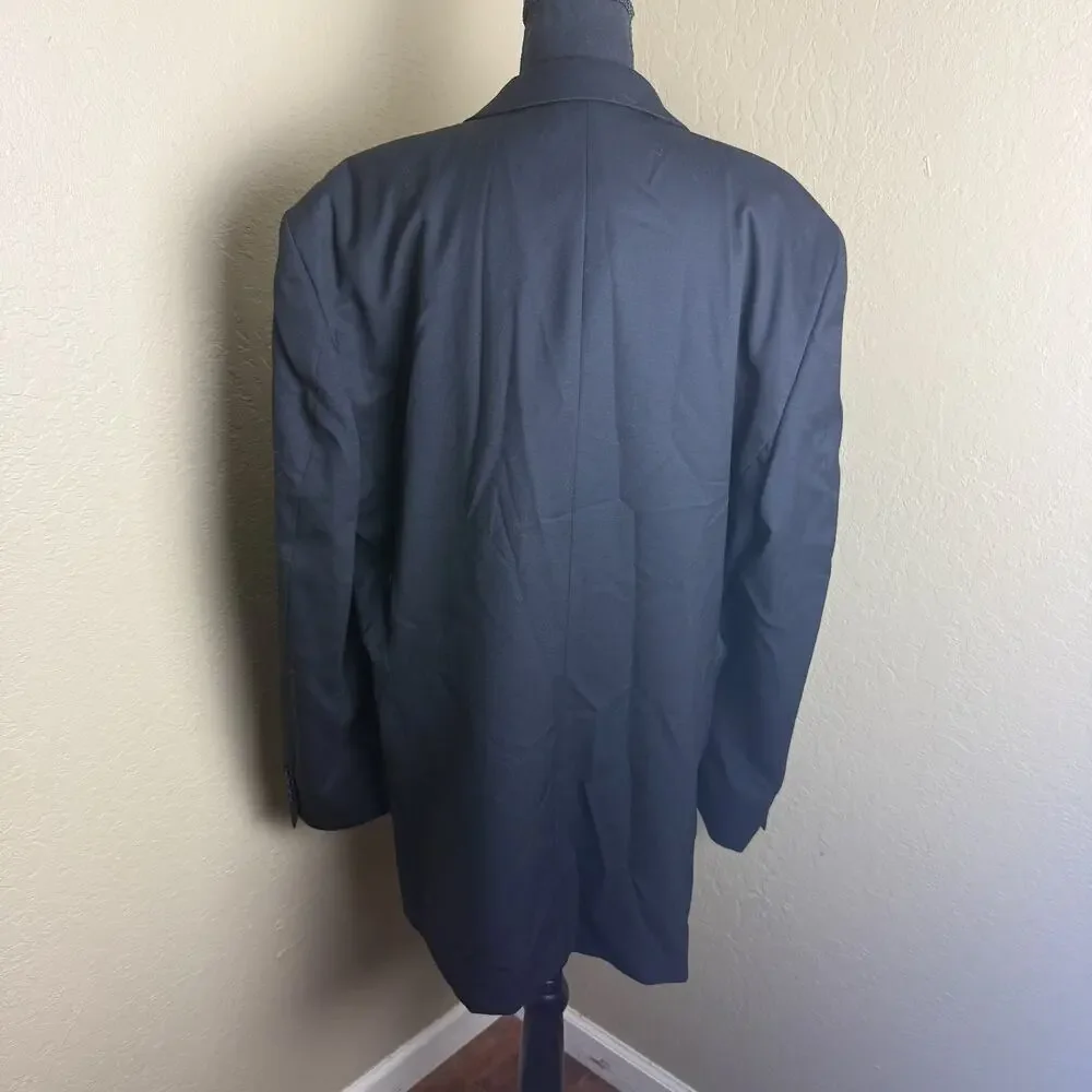 JNY Jones New York Men's 48L Black 100% Wool 3 Button Blazer Sport Coat